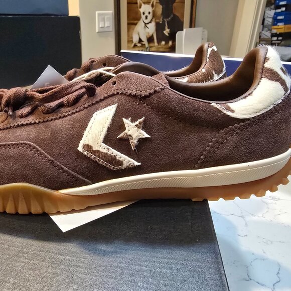 Converse Run Star Trainer Sneakers Low Top Brown Pony Hair A17973C 2025 Mens 10 - Picture 1 of 16